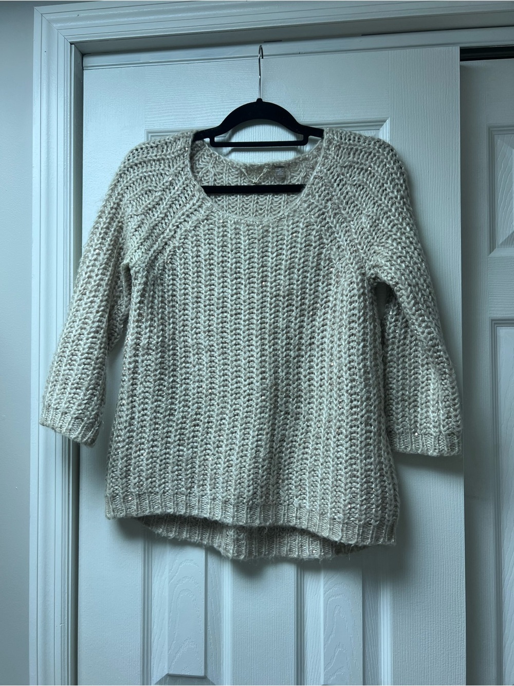 Women's Cream Scoop Neck Chunky Knit Sweater